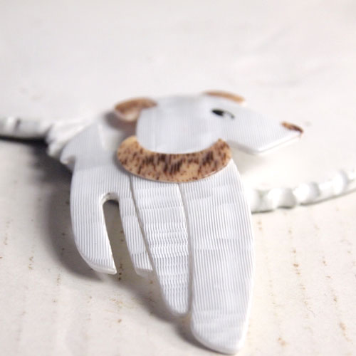 lea stein paris リアスタン　パリ 流し目ドッグ（ホワイト）