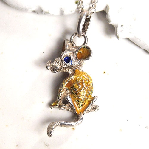 シルバー エナメル ねずみ ペンダント