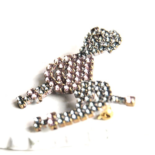 アクア&ピンク クリスタル プードルブローチ