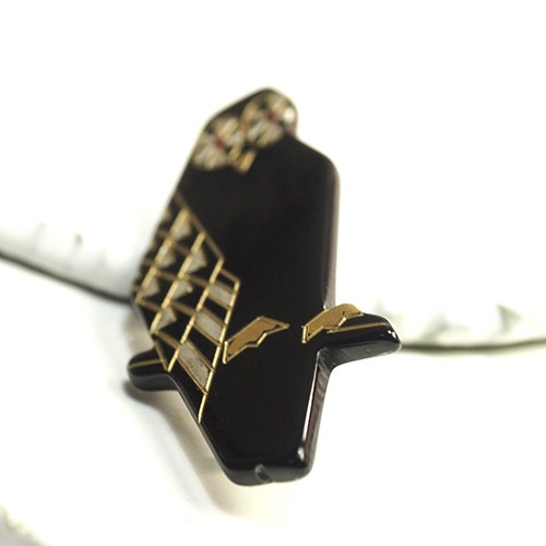 シルバー＆ゴールドペイント　ガラリス　フクロウブローチ