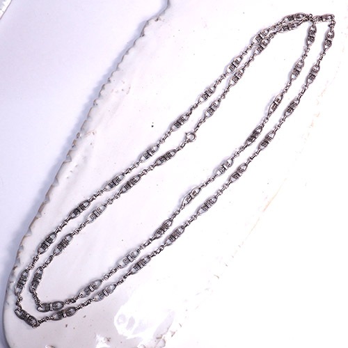 フレンチ シルバーフィリグリ ボリュームロングチェーン 143cm