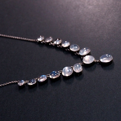 シルバー＆ブルームーンストーン　フリンジネックレス