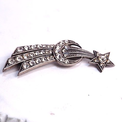 シルバーカラーメタル　流れ星ブローチ