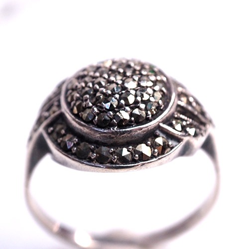 シルバー　マーカサイト　アールデコリング