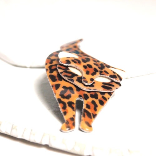 lea stein paris リアスタン　パリ　スタンディングキャット（レオパード）