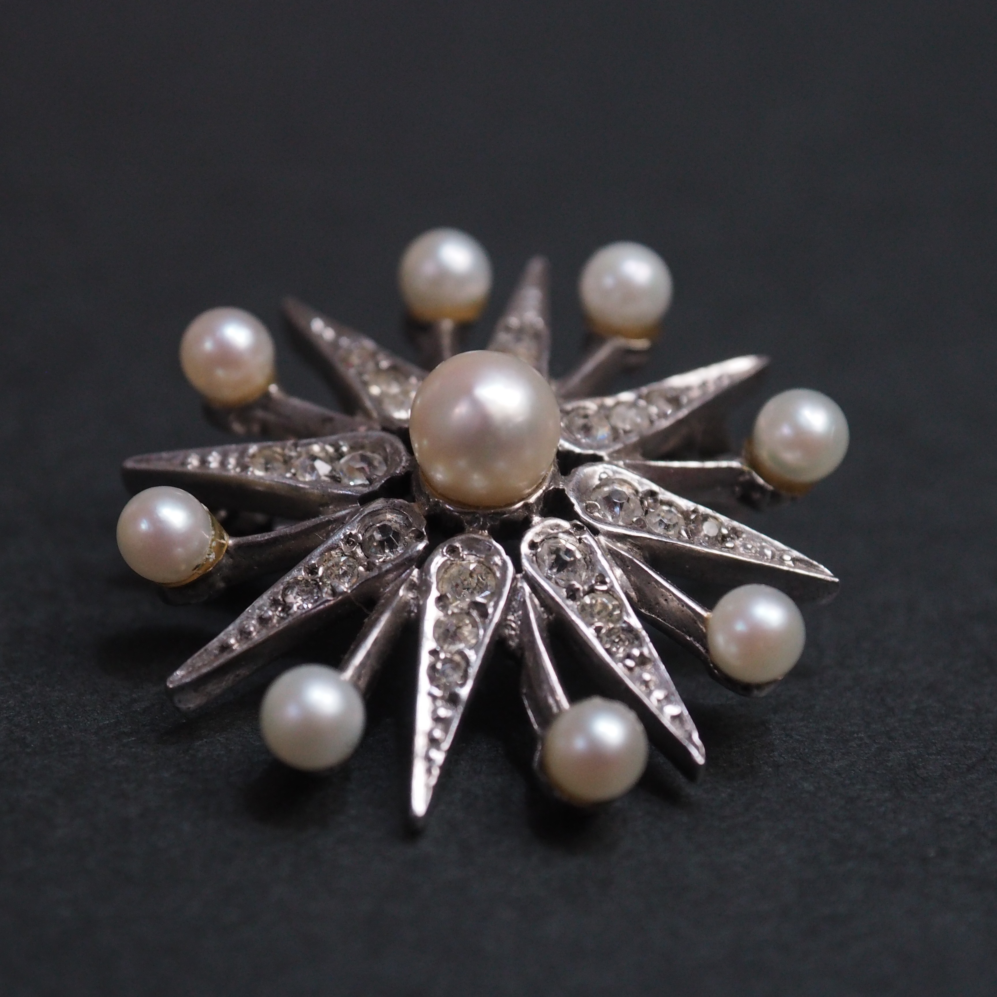 シルバー＆パール　北極星ブローチ(2.7cm)