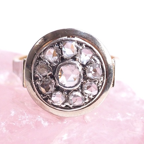 18金　ローズカットダイヤモンド　サークルデザインリング （アンティークジュエリー）