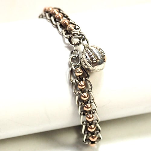 シルバー&ゴールド フレンチチェーン&ボール ブレスレット