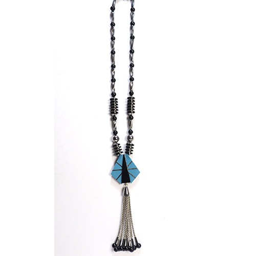 AUGUSTE BONAZ  オーギュストボナーズ アクア＆ブラック　アールデコネックレス