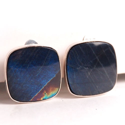 カウニスコル スペクトロライト　ラブラドライト　スクエアイヤリング(2cm)