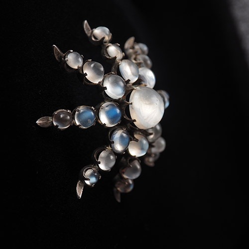 シルバー　ブルームーンストーン　ビッグスターブローチ