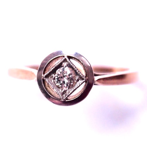 14金　ダイヤモンド　スクエアリング