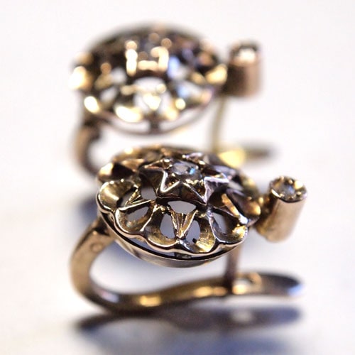 14金ローズカットダイヤモンド　スターピアス