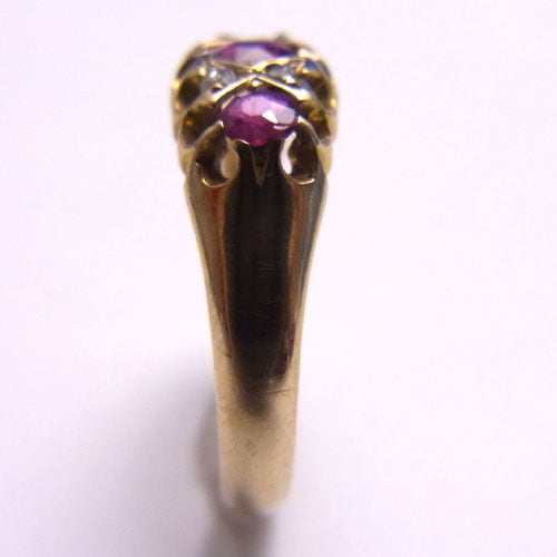 sold 18金 ルビー＆ダイヤモンド　一文字 1901年 リング