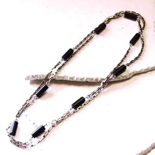 アールデコ シルバー＆ガラリス ロングネックレス