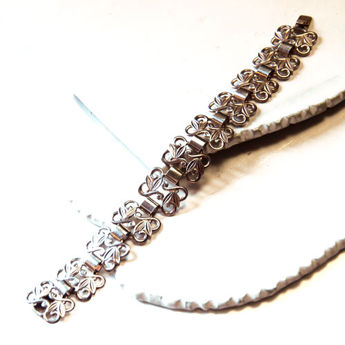 シルバーリーフワイドブレスレット