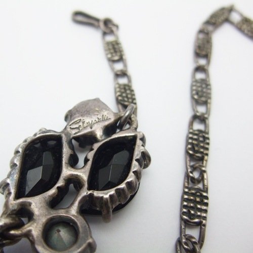 Elsa Schiaparelli　エルザ・スキャパレリ　ブラック＆オーロラアクア　クリスタルネックレス