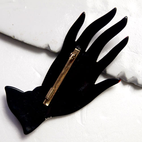 ガラリス＆シルバーペイント　ハンドブローチ