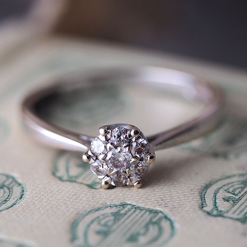 9金 ダイヤモンドクラスターリング(ヴィンテージジュエリー)