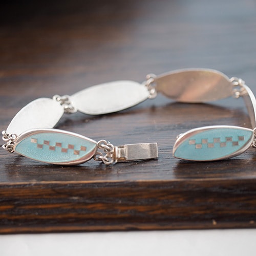 Sporrong & Co スポロング　シルバー　アクアエナメル　ブレスレット