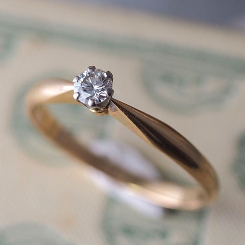 18金1936年 ダイヤモンドソリティアリング（北欧アンティークジュエリー）