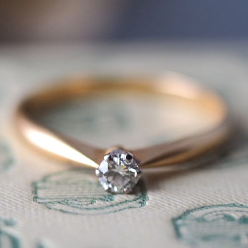 18金1936年 ダイヤモンドソリティアリング（北欧アンティークジュエリー）