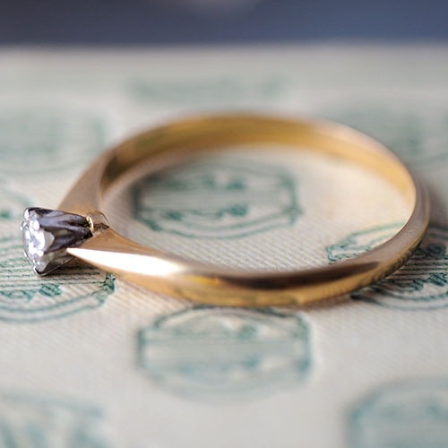 18金1936年 ダイヤモンドソリティアリング（北欧アンティークジュエリー）