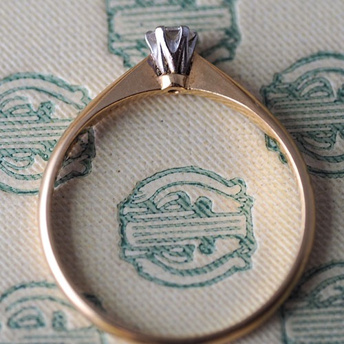 18金1936年 ダイヤモンドソリティアリング（北欧アンティークジュエリー）