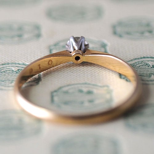 18金1936年 ダイヤモンドソリティアリング（北欧アンティークジュエリー）