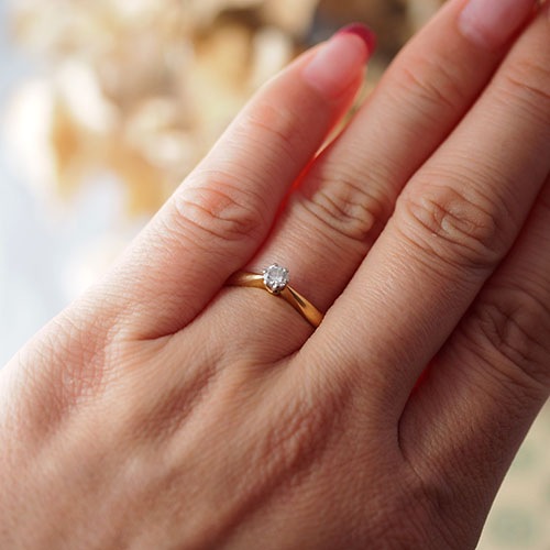 18金1936年 ダイヤモンドソリティアリング（北欧アンティークジュエリー）