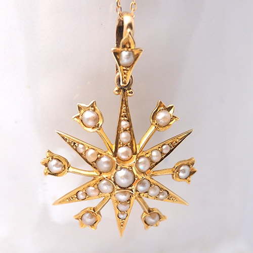 15金 シードパール 六芒星 ペンダント