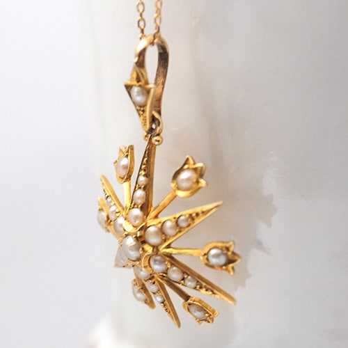 15金 シードパール 六芒星 ペンダント