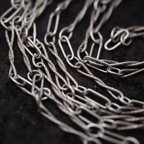 シルバー ツイスト アンティークチェーンネックレス（136cm)