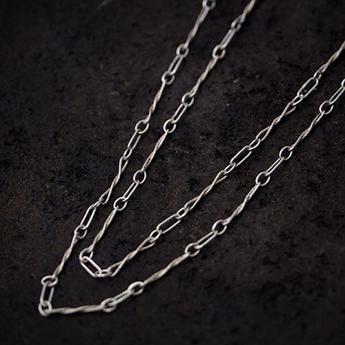 シルバー ツイスト アンティークチェーンネックレス（136cm)