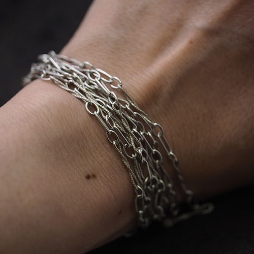 シルバー ツイスト アンティークチェーンネックレス（136cm)