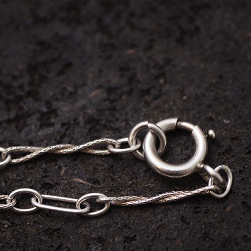 シルバー ツイスト アンティークチェーンネックレス（136cm)