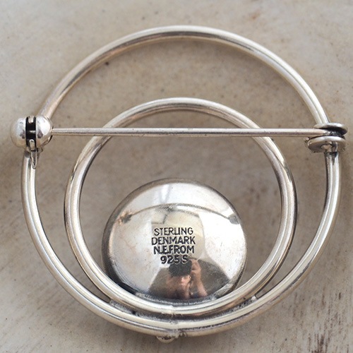 N.E.FROM ニルスエリックフロム シルバーローズクォーツ　サークルブローチ