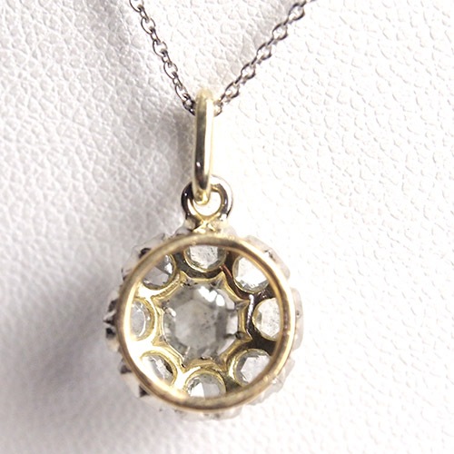 18金　ローズカットダイヤモンド　サークルペンダント