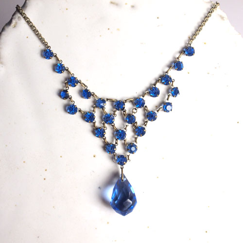 アールデコ　ブルークリスタル　ネックレス