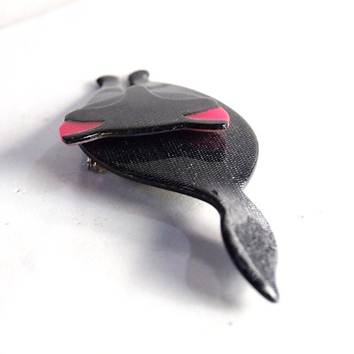 lea stein paris リアスタン　パリ スタンディングキャット（ダークグレー＆ピンク）