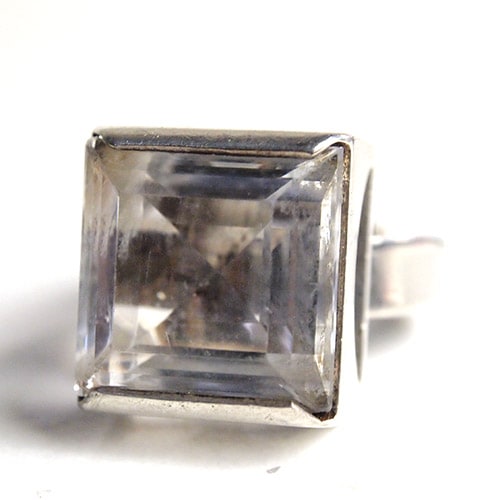 Bengt Hallberg SWEDESIGN スクエアロッククリスタル リング