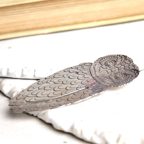 シルバー　フクロウ　ブックマーク