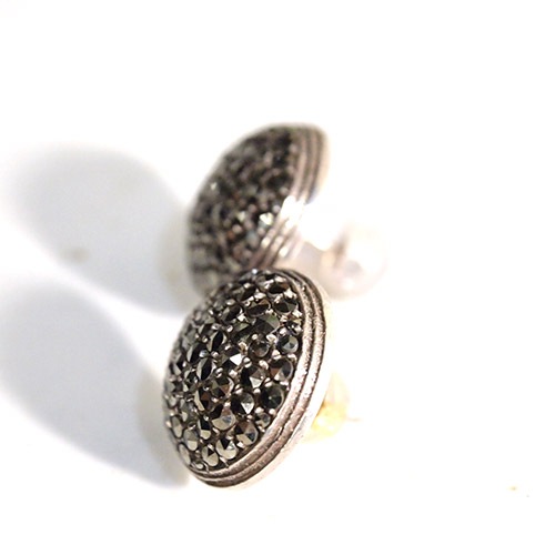 シルバー　マーカサイト　アールデコピアス