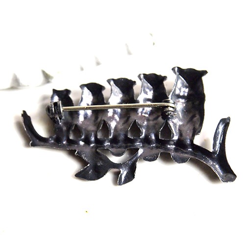 メタル　フクロウファミリー　ブローチ