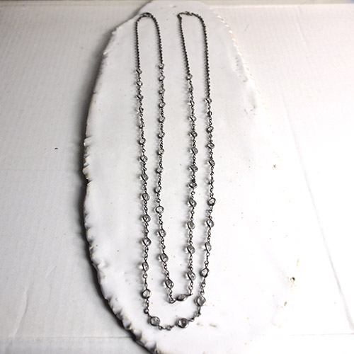 ガンメタル　クリアクリスタル　ロングネックレス（152cm)