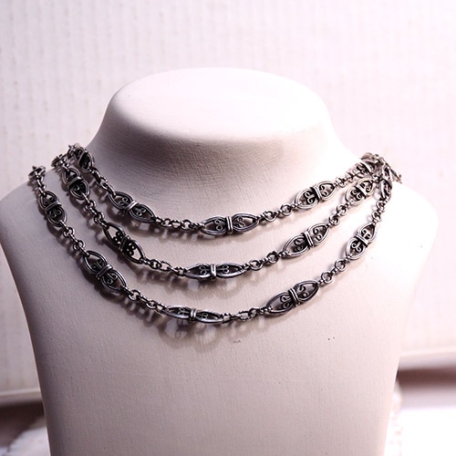 フレンチ シルバーフィリグリ ボリュームロングチェーン 143cm