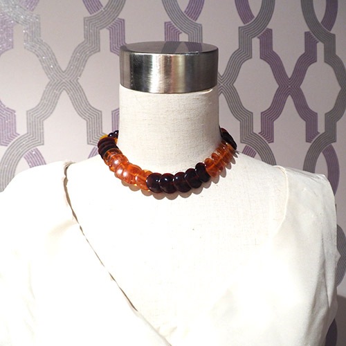 ベイクライト　オレンジ＆ワイン　ディスクネックレス