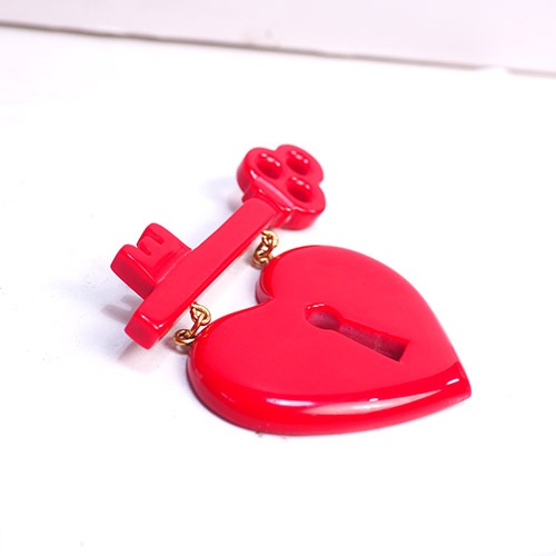 ガラリス　リメイク　ハート＆キー　ブローチ