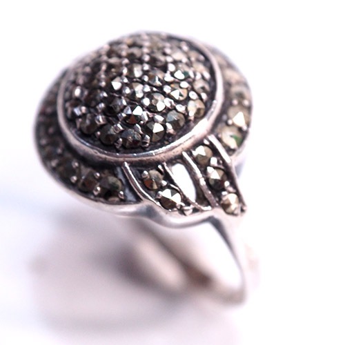 シルバー　マーカサイト　アールデコリング