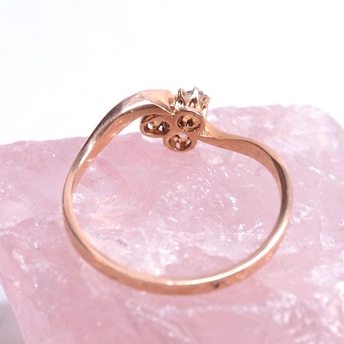 18金 ローズカットダイヤモンド クローバーリング